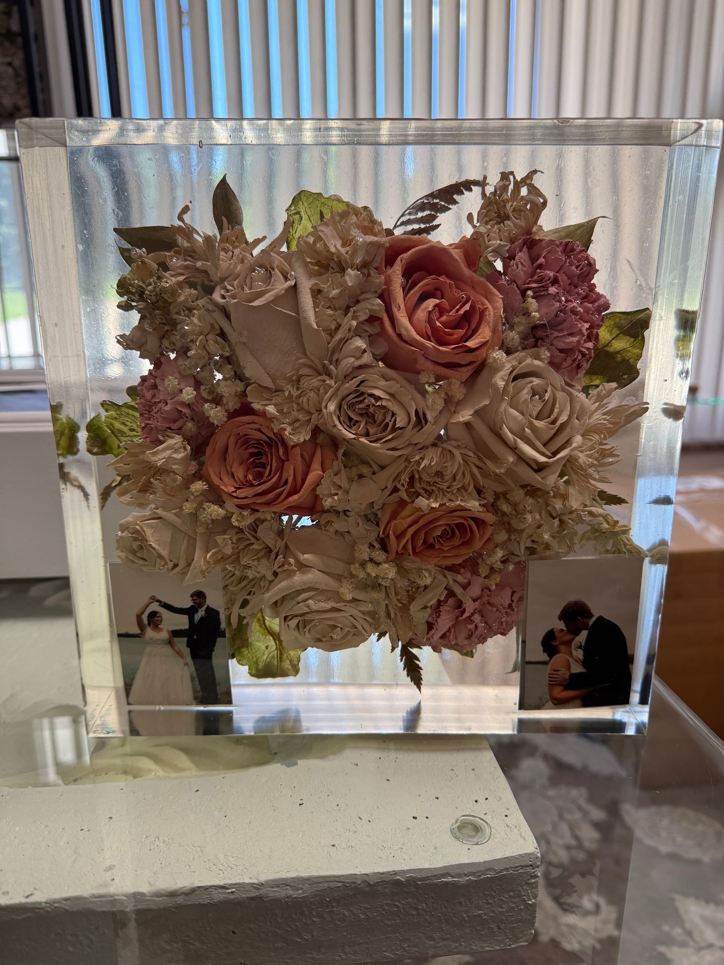 Preserved Flower Resin Block Wedding & Memorial Keepsake