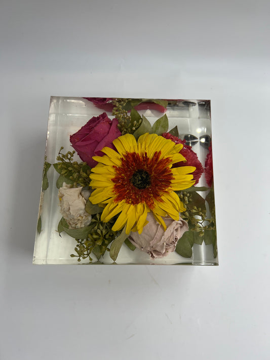 Preserved Flower Resin Block Wedding & Memorial Keepsake