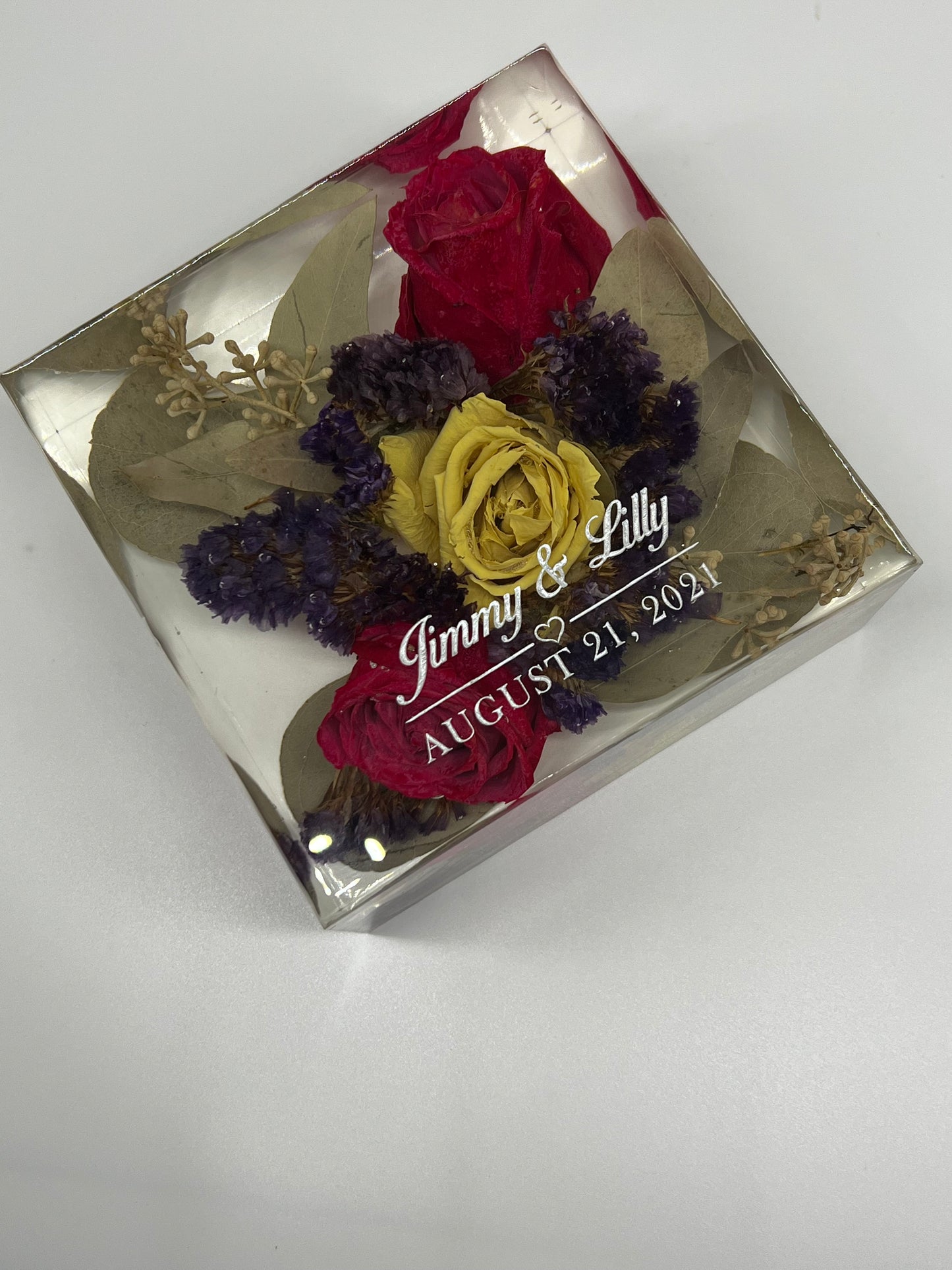 Preserved Flower Resin Block Wedding & Memorial Keepsake