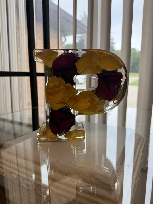 Custom Initial Resin Letter with Preserved Flowers Personalized Keepsake