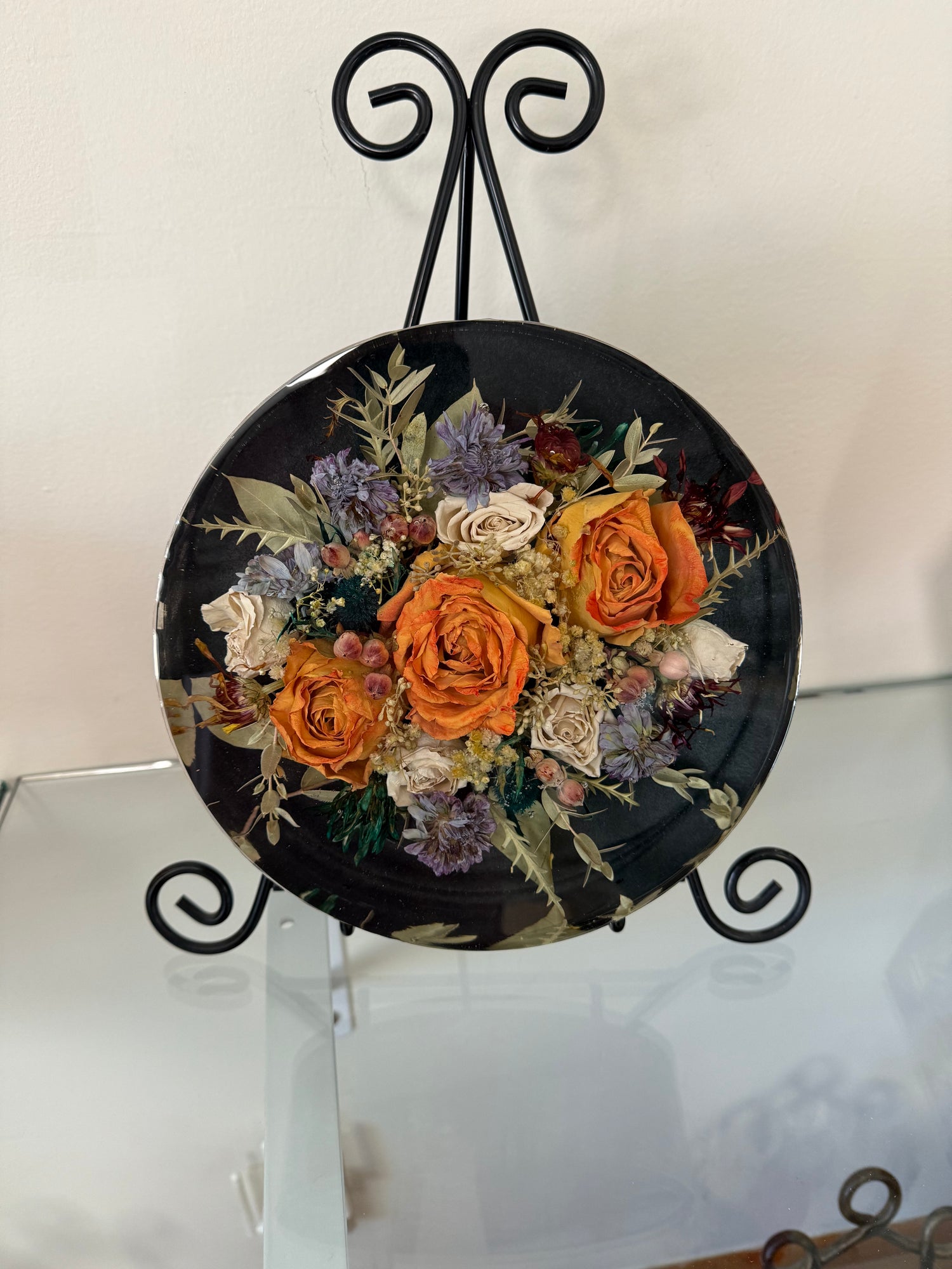 Single Thick Resin Coaster with Preserved Flowers Custom Keepsake