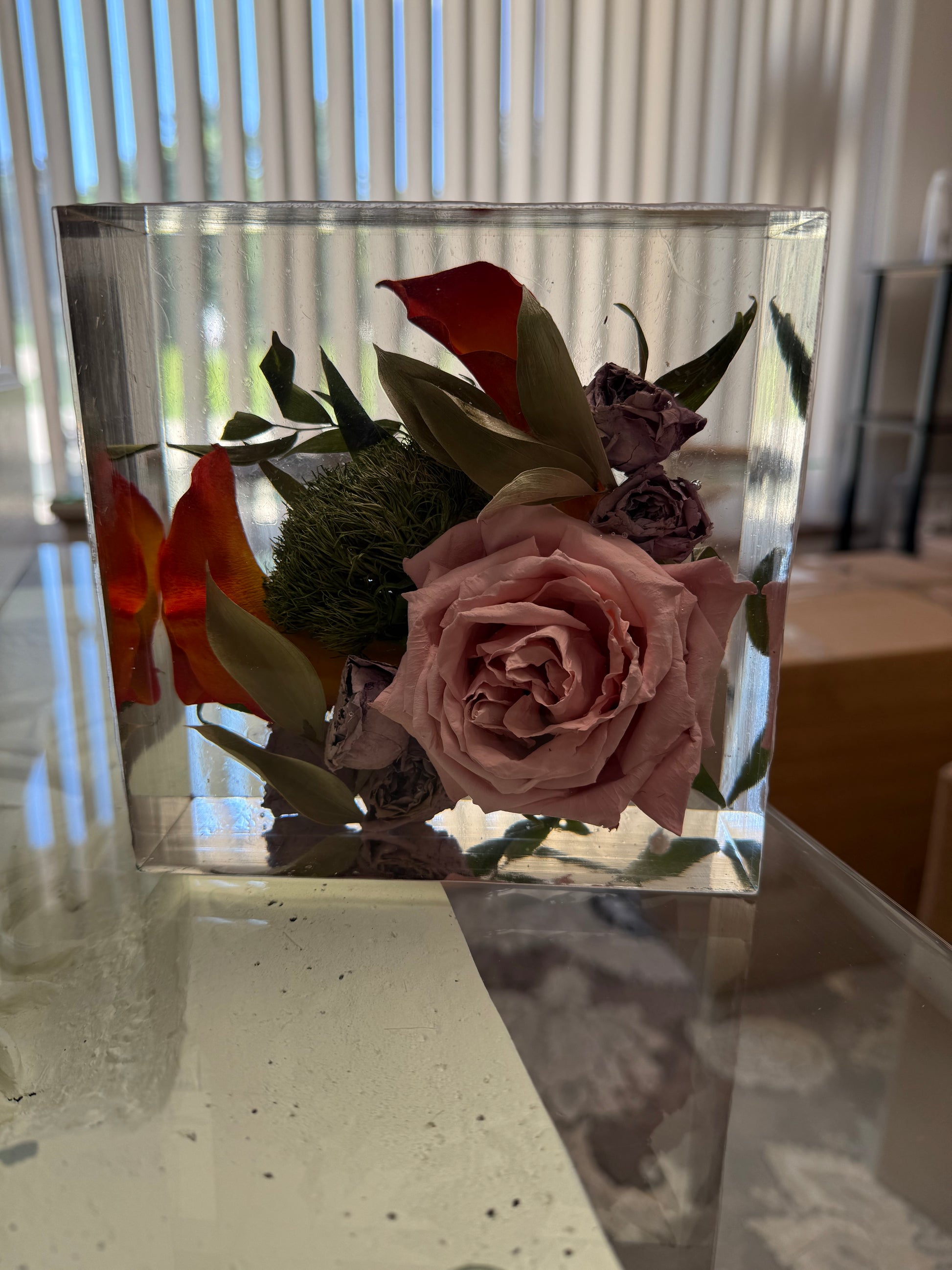 Preserved Flower Resin Block Wedding & Memorial Keepsake