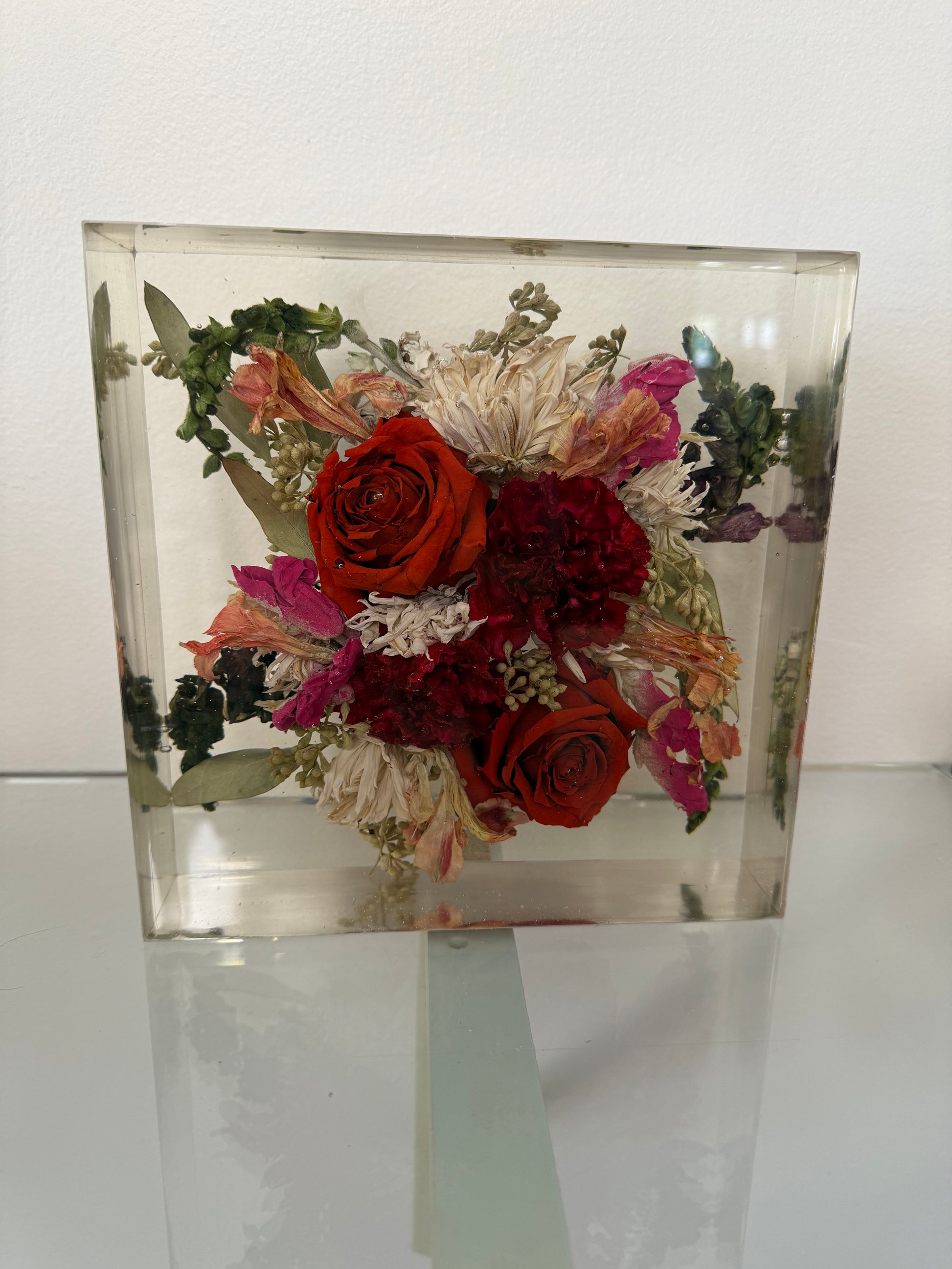 Preserved Flower Resin Block Wedding & Memorial Keepsake