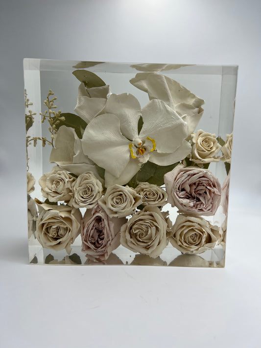 Preserved Flower Resin Block Wedding & Memorial Keepsake